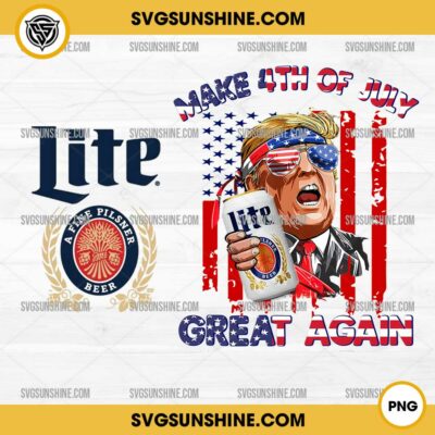 Trump Miller Lite Beer PNG, Make 4th Of July Great Again PNG