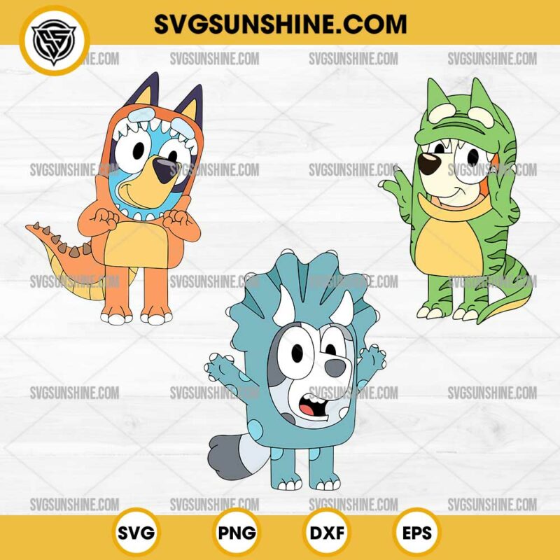 Bluey Dinosaur SVG, Dino Bluey Bingo Muffin SVG Bundle