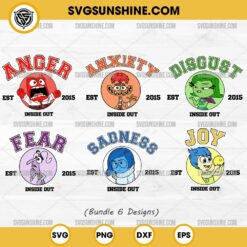Inside Out Characters SVG, Inside Out Anger SVG, Anxiety SVG, Disgust SVG, Fear SVG, Sadness SVG, Joy SVG