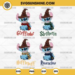 Stitch Harry Potter SVG Bundle, Stitch Gryffindor SVG, Stitch Slytherin, Hufflepuff, Ravenclaw SVG PNG