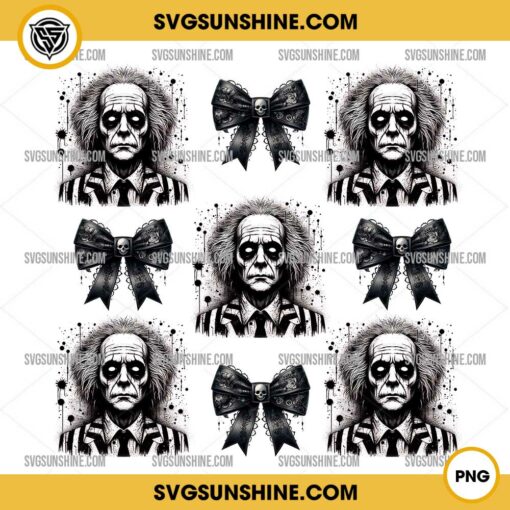 Beetlejuice Coquette Bow PNG, Halloween Coquette Bow PNG, Beetlejuice PNG Designs