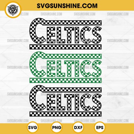 Checkered Celtics SVG Bundle, Boston Celtics SVG PNG Digital Download