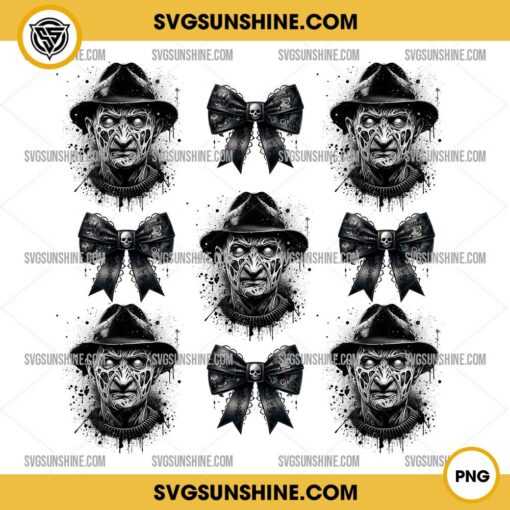 Freddy Krueger Coquette Bow PNG, Halloween Coquette Bow PNG, Freddy Krueger PNG Designs