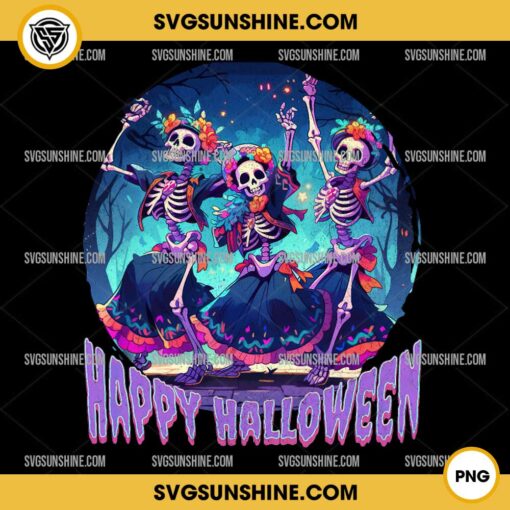 Happy Halloween Dancing Skeletons PNG, Skeleton Halloween PNG, Skeleton Dancing PNG