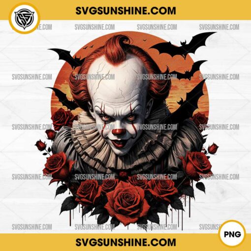 Horror Pennywise Flowers PNG, Pennywise Face PNG Sublimation Designs