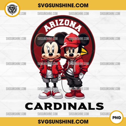 Mickey And Minnie 3D Arizona Cardinals Football PNG