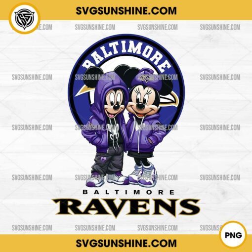 Mickey And Minnie 3D Baltimore Ravens Football PNG