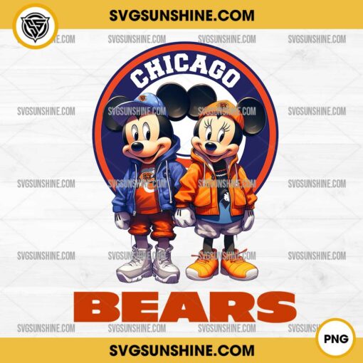 Mickey And Minnie 3D Chicago Bears Football PNG