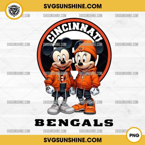 Mickey And Minnie 3D Cincinnati Bengals Football PNG