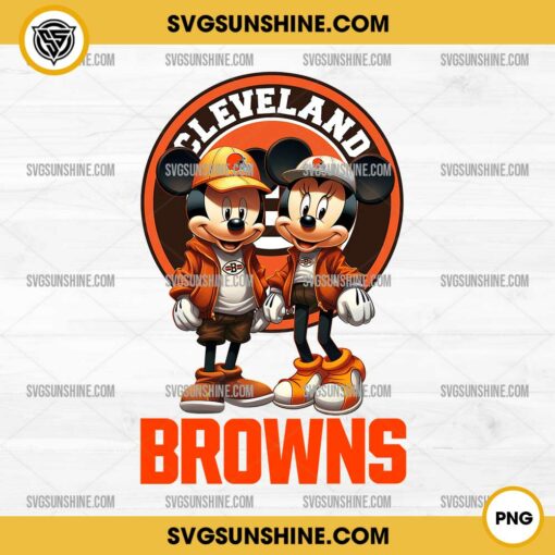 Mickey And Minnie 3D Cleveland Browns Football PNG
