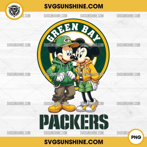 Mickey And Minnie 3D Green Bay Packers Football PNG