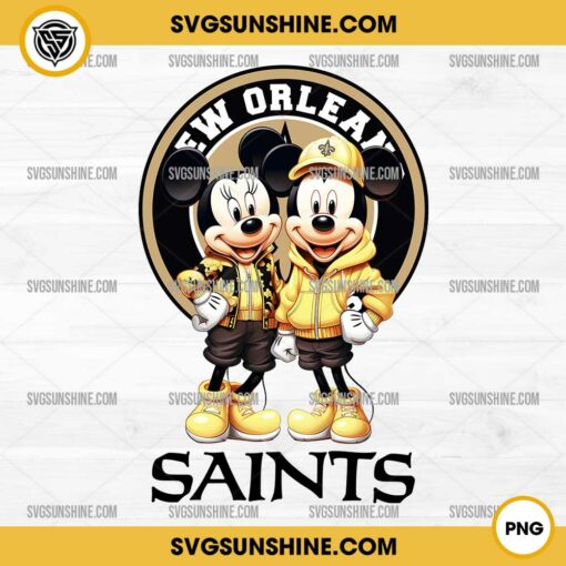 Mickey And Minnie 3D New Orleans Saints Football PNG