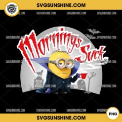 Minion Vampire Mornings Suck PNG, Funny Minion Vampire Drinking Coffee PNG
