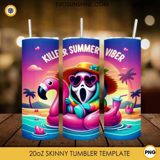 The Ghostface Killer Summer Viber 20oz Tumbler Wrap PNG File