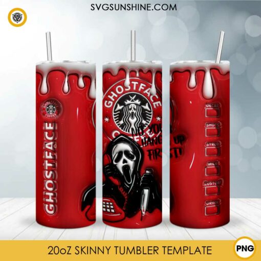 3D Ghostface Scream Starbucks Coffee 20oz Tumbler Wrap PNG File