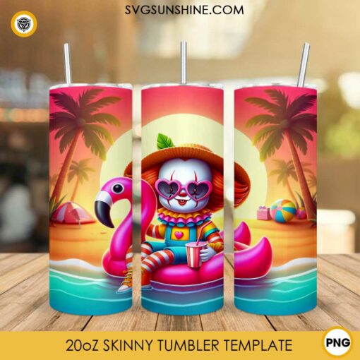 Chibi Pennywise Horror Summer 20oz Tumbler Wrap PNG File