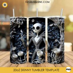 3D Paper Jack Skellington Tumbler Wrap PNG