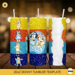Custom Bluey Glitter Tumbler PNG File Digital Download