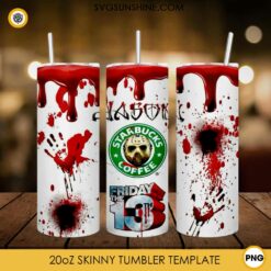 Jason Voorhees Starbucks Coffee Tumbler Wrap PNG, Friday the 13th 20oz Tumbler Wrap PNG File