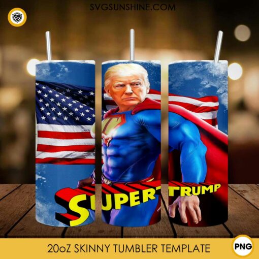 Super Trump 20oz Tumbler Wrap PNG, Funny Donald Trump Tumbler Wrap PNG