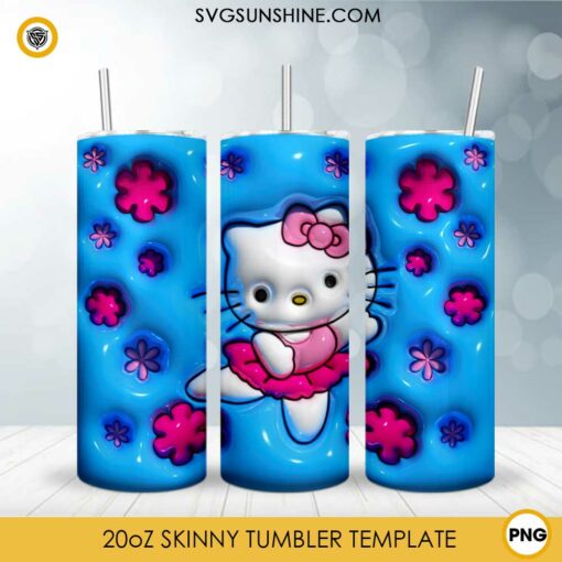 3D Inflated Hello Kitty 20oz Tumbler Wrap PNG