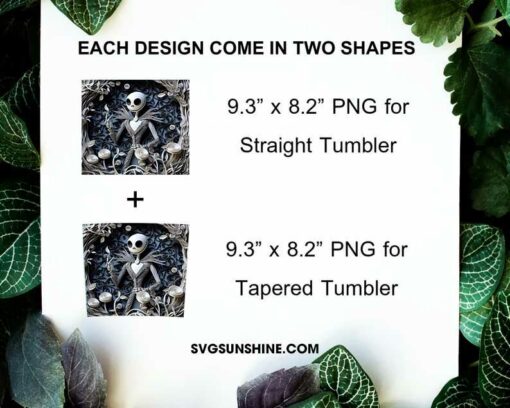 3D Paper Jack Skellington Tumbler Wrap PNG