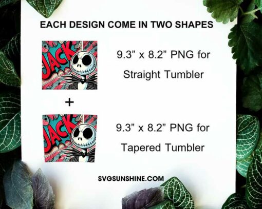 Jack Skellington Comics 20oz Tumbler Template PNG, Halloween Jack Skellington 20oz Tumbler Wrap PNG File