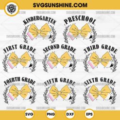 Bundle Back to School SVG, Pencil Bow Grade SVG, Hello Kindergarten Preschool 1st 2nd 3rd 4th 5th Grade SVG