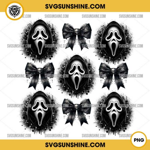 Scream Ghostface Coquette Bow PNG, Halloween Coquette Bow PNG, Ghostface PNG Designs
