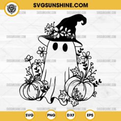 Silhouette Floral Ghost SVG, Flower Ghost Pumpkin Halloween SVG, Ghost Fall Halloween SVG Cricut