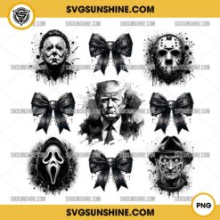 Trump Halloween Coquette Bow PNG, Trump And Horror Movie Characters PNG, Trump Horror Killers Halloween PNG Sublimation Designs