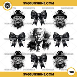 Trump Freddy Krueger Coquette Bow PNG, Trump Horror Movie Killers Halloween PNG Sublimation Designs