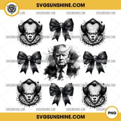 Trump Pennywise Coquette Bow PNG, Trump Halloween Coquette Bow PNG Sublimation Designs