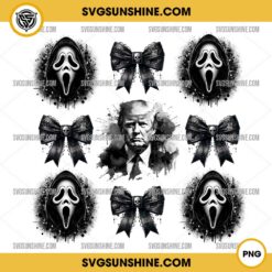 Trump Ghostface Scream Coquette Bow PNG, Trump Halloween PNG, Trump And Horror Killers PNG