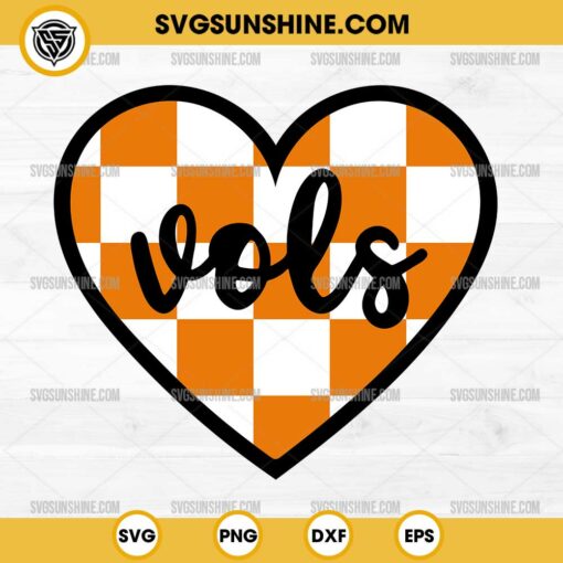 Vols Checkerboard Heart SVG, Tennessee Volunteers SVG, Tennessee Baseball SVG