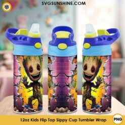 Baby Groot 12oz Kids Flip Top Sippy Cup Tumbler Wrap PNG File