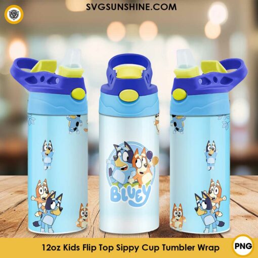 Kids Bluey 12oz Tumbler Wrap PNG File