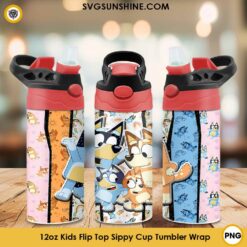 Bluey Chilli Heeler Tumbler Wrap PNG, Bluey Mother's Day 12oz Kids Tumbler Wrap PNG