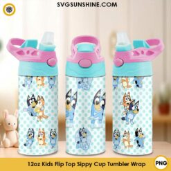 Bluey 12oz Flip Top Sippy Cup Tumbler PNG File