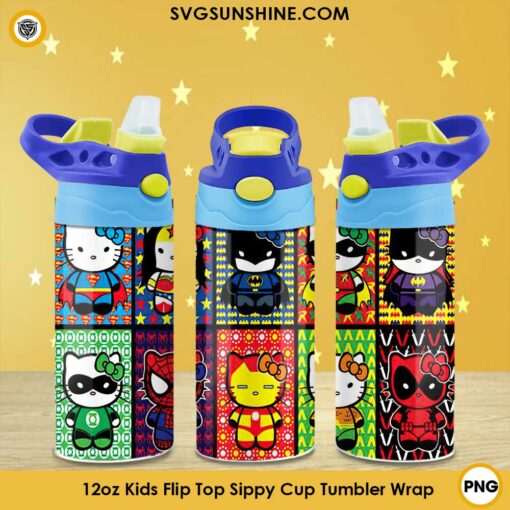 Hello Kitty Super Hero 12oz Kids Tumbler Wrap PNG File