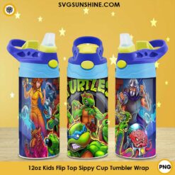 Teenage Mutant Ninja Turtles 12oz Kids Flip Top Sippy Cup Tumbler Wrap PNG File