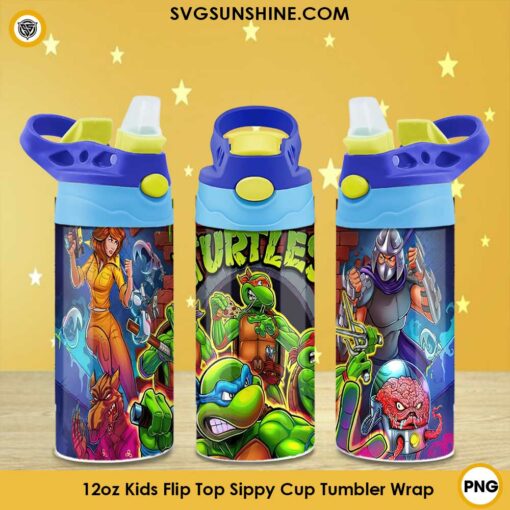 Teenage Mutant Ninja Turtles 12oz Kids Flip Top Sippy Cup Tumbler Wrap PNG File