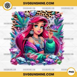 Ariel Little Mermaid Smoking Weed PNG, Ariel Diamond Leopard Weed PNG