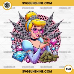 Cinderella Smoking Weed PNG, Cinderella Diamond Leopard Weed PNG