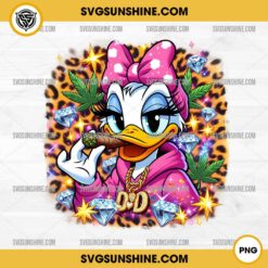 Disney Daisy Duck Smoking Weed PNG, Daisy Duck Diamond Leopard Weed PNG, Disney 420 Weed PNG