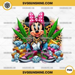 Minnie Mouse Diamond Leopard Weed PNG, Disney Minnie Mouse Smoking Weed PNG