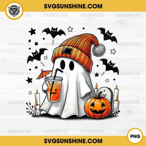 Halloween Ghost Drinking Coffee PNG, Ghost PNG, Ghost Pumpkin Halloween PNG, Ghost Ice Coffee PNG