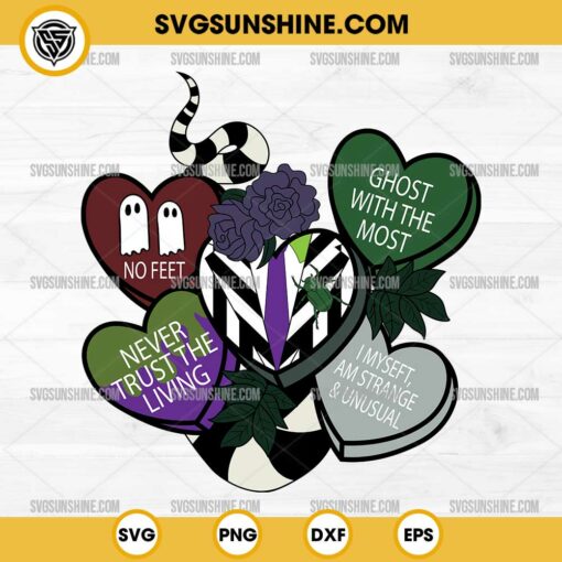 Beetlejuice SVG, Beetlejuice Candy Hearts SVG, Horror Valentine's Day SVG