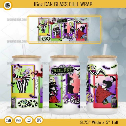 Beetlejuice Can Glass Wrap 16oz PNG