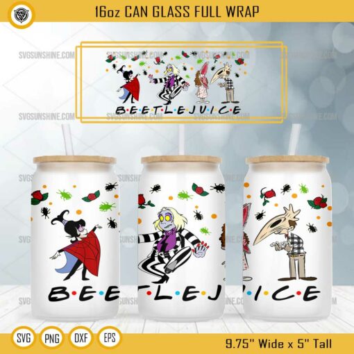 Beetlejuice Friends 16oz Can Glass Wrap PNG